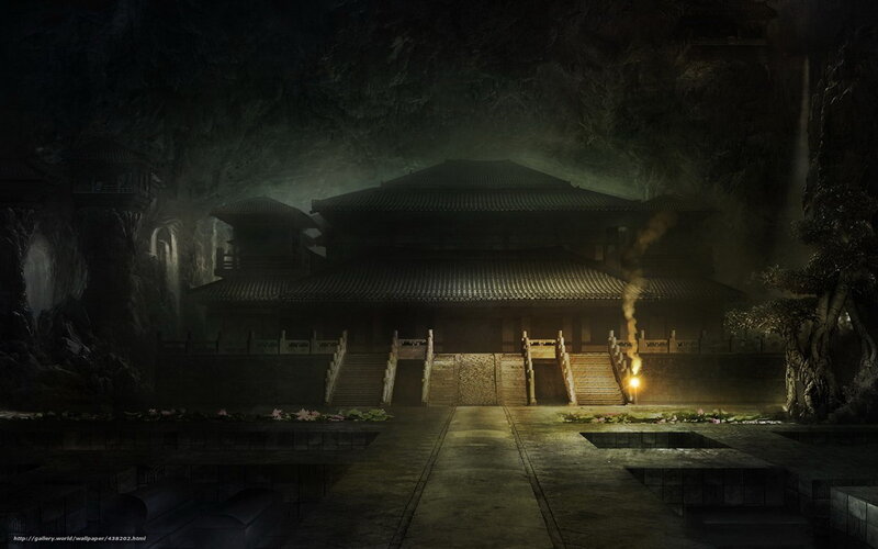 Dark temple in a cave