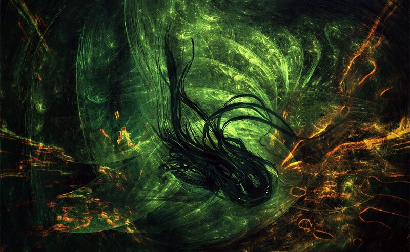 Dark Tendrils in Green Vortex