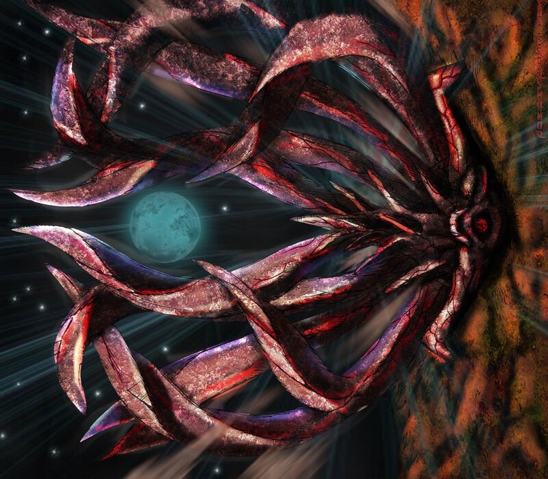 Dark Tentacled Creature — Red