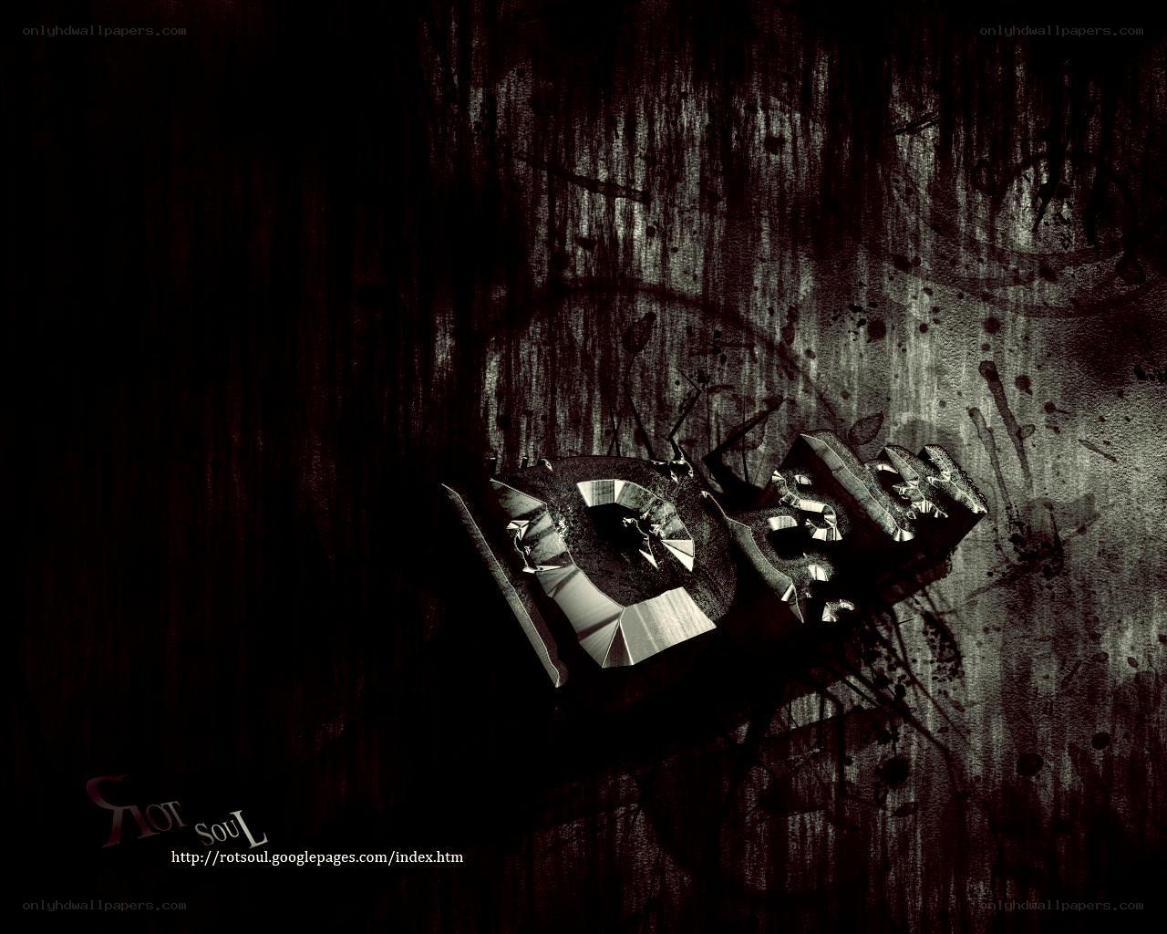 Dark text art with 'DOS' on grungy background