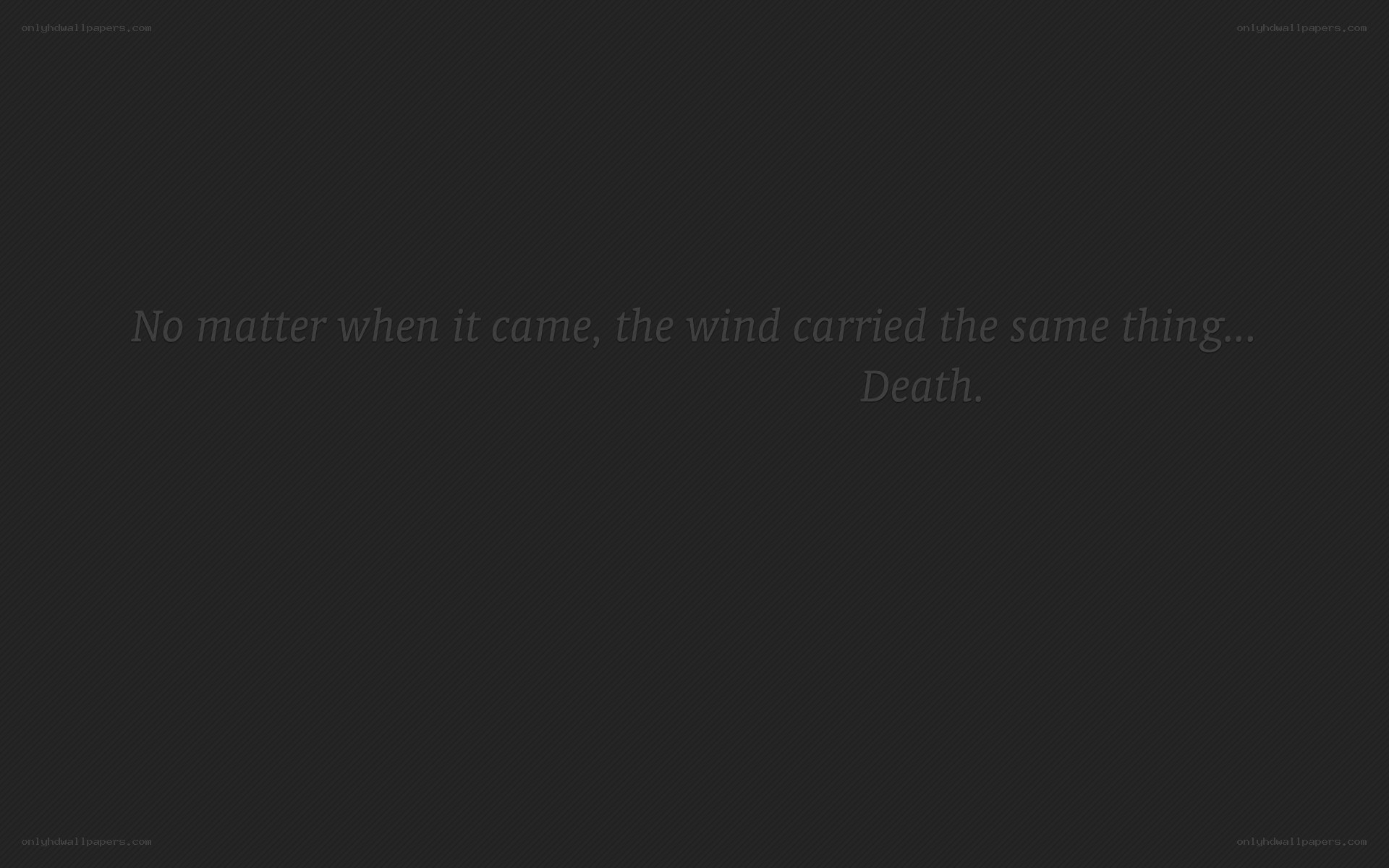 Dark text on black background