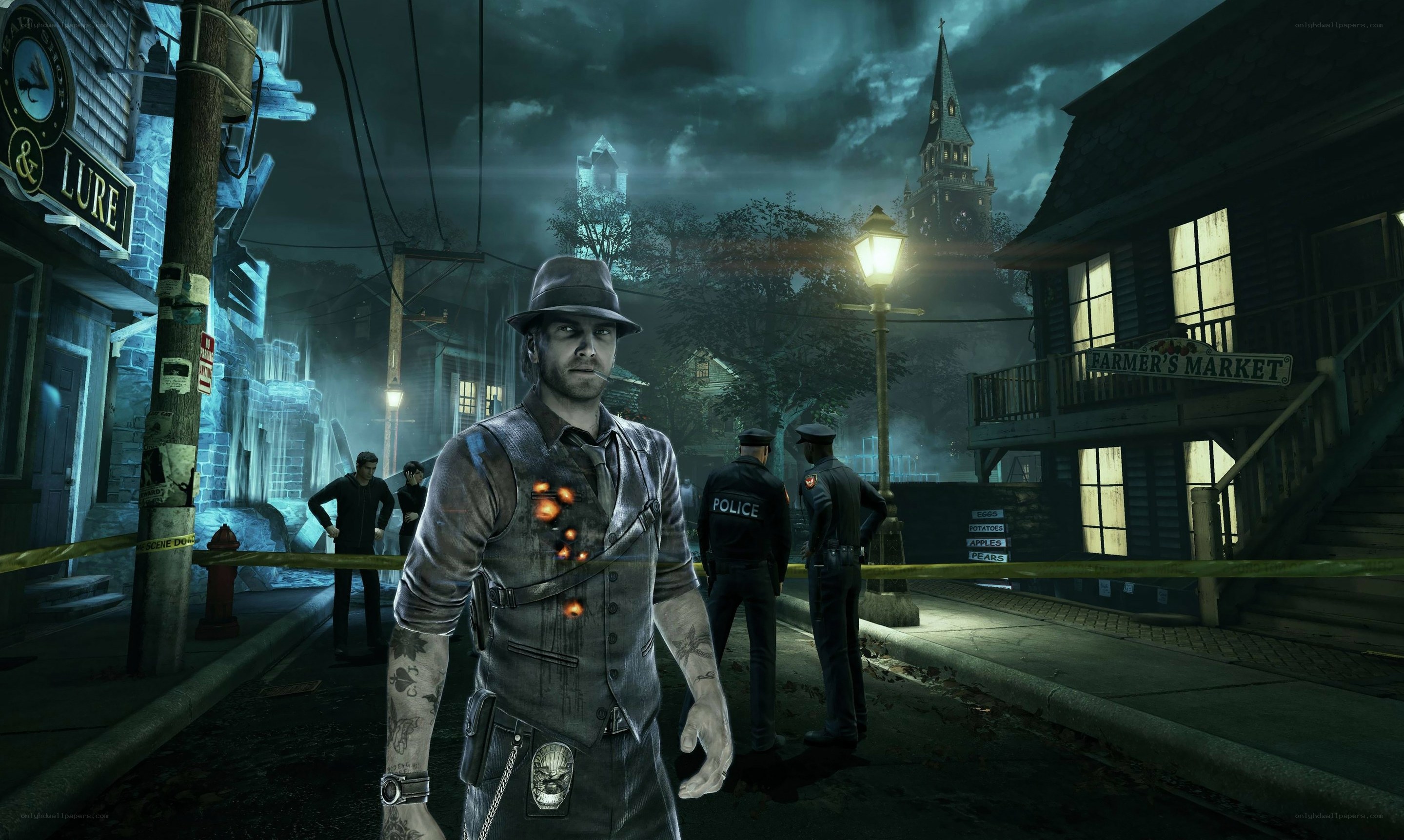 Dark town crime scene