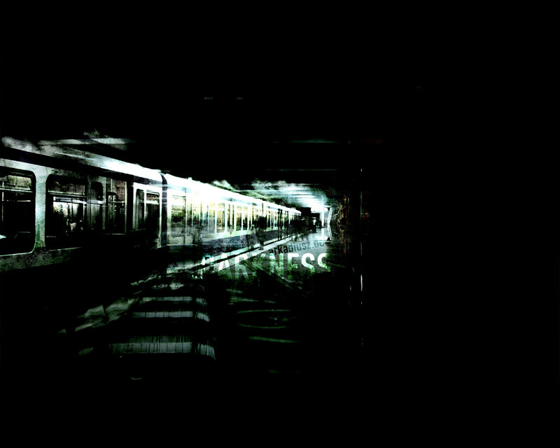 Dark train station scene