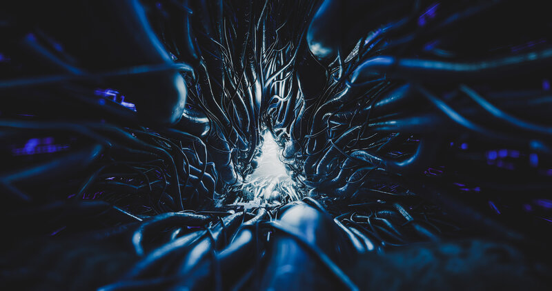 Dark Tunnel with Glowing Core