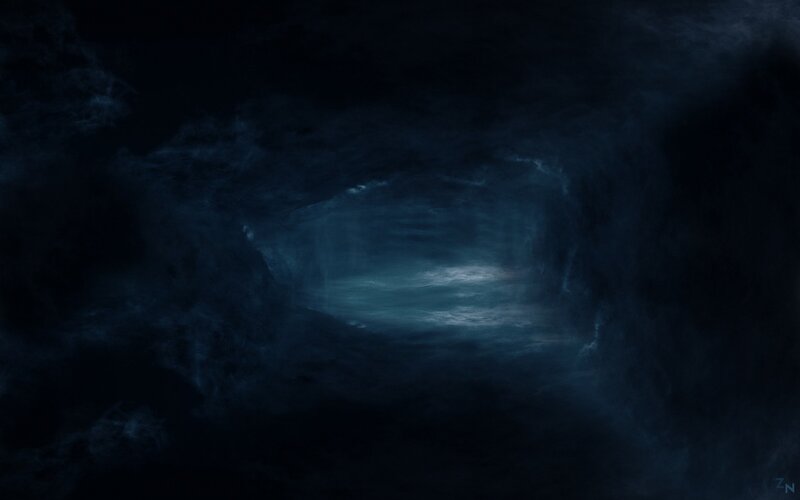 Dark Tunnel with Light — Blue