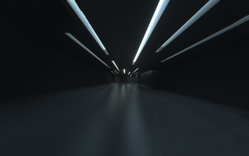 dark tunnel with lights