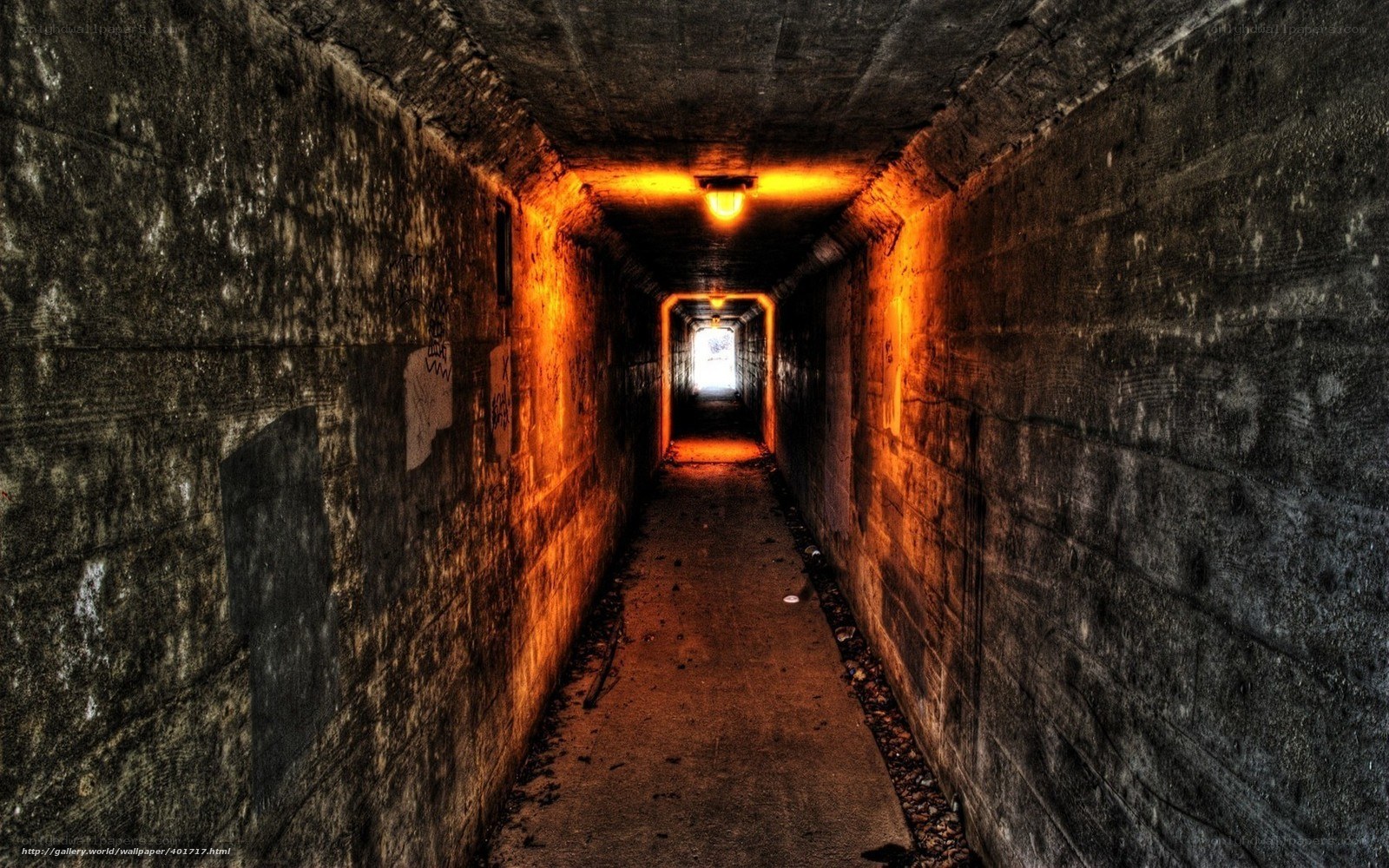 dark tunnel with orange light