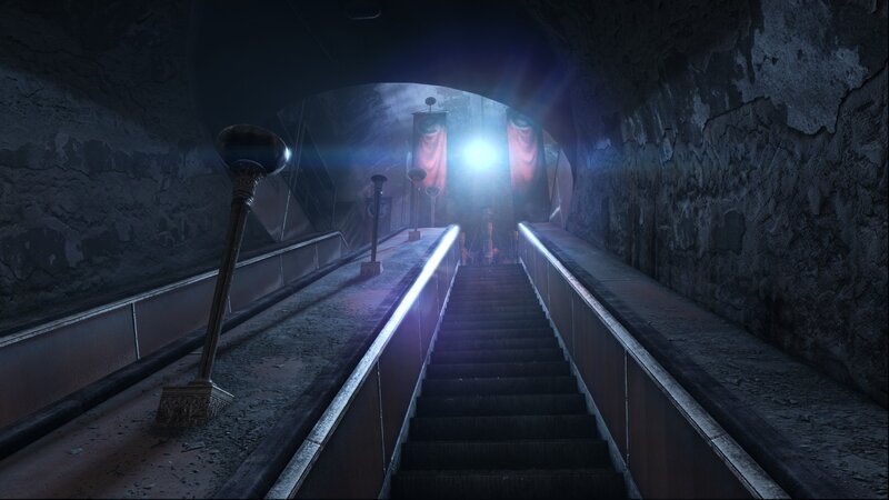 dark tunnel with stairs