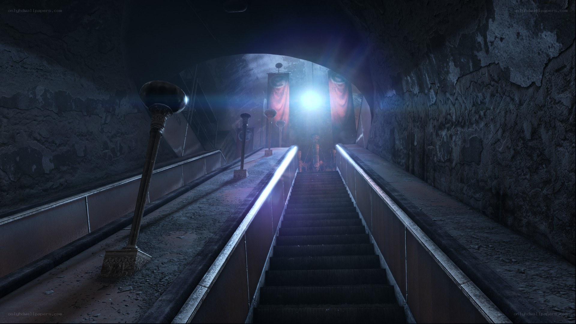 dark tunnel with stairs