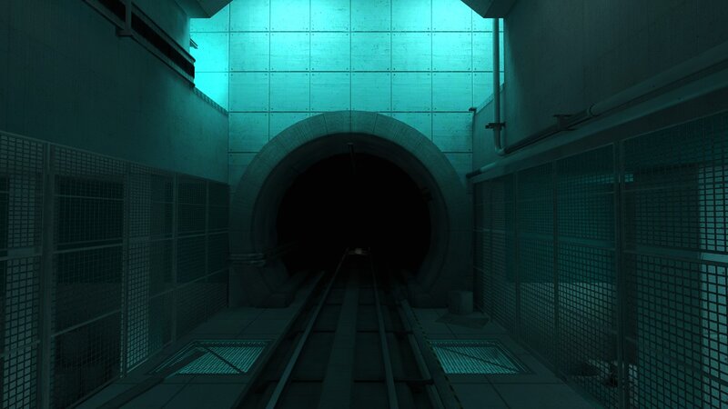 dark tunnel with tracks