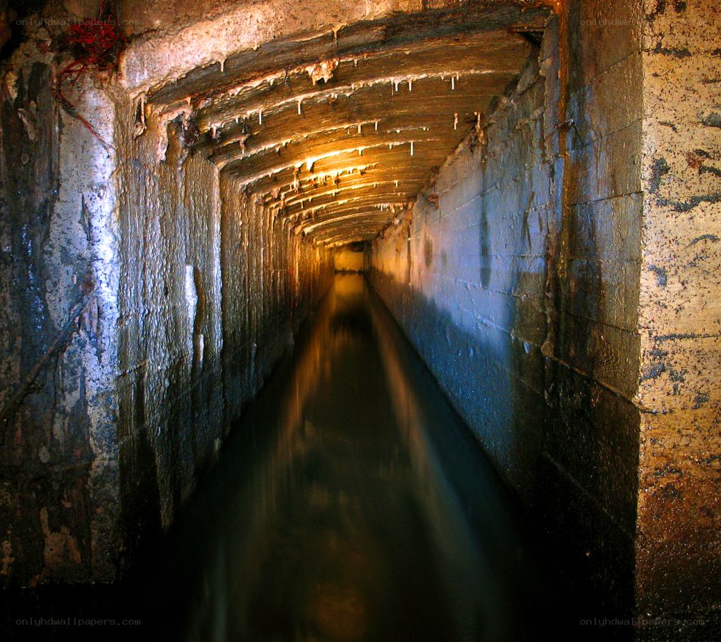 dark tunnel with water
