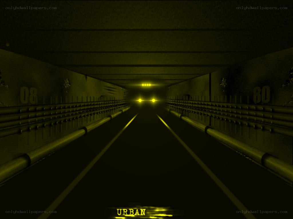 dark tunnel with yellow lights