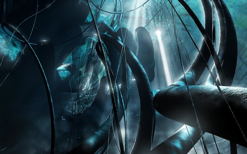 dark underwater alien structure