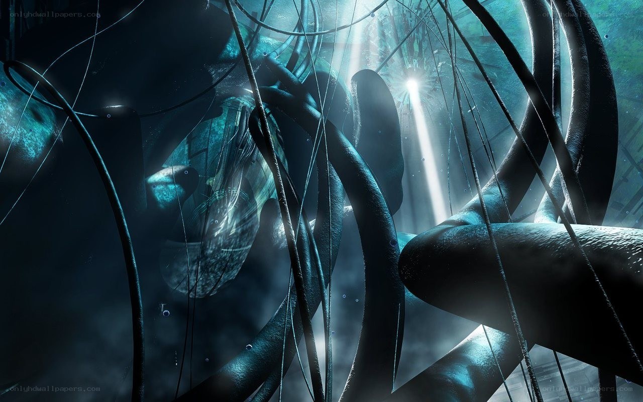 dark underwater alien structure