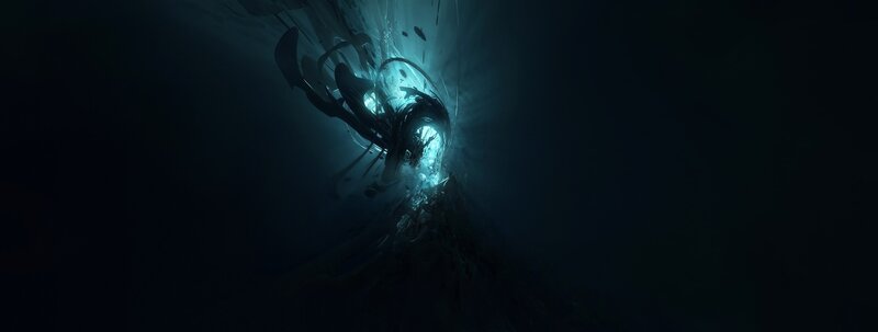 dark underwater tunnel with light