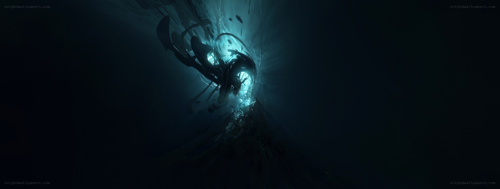 dark underwater tunnel with light