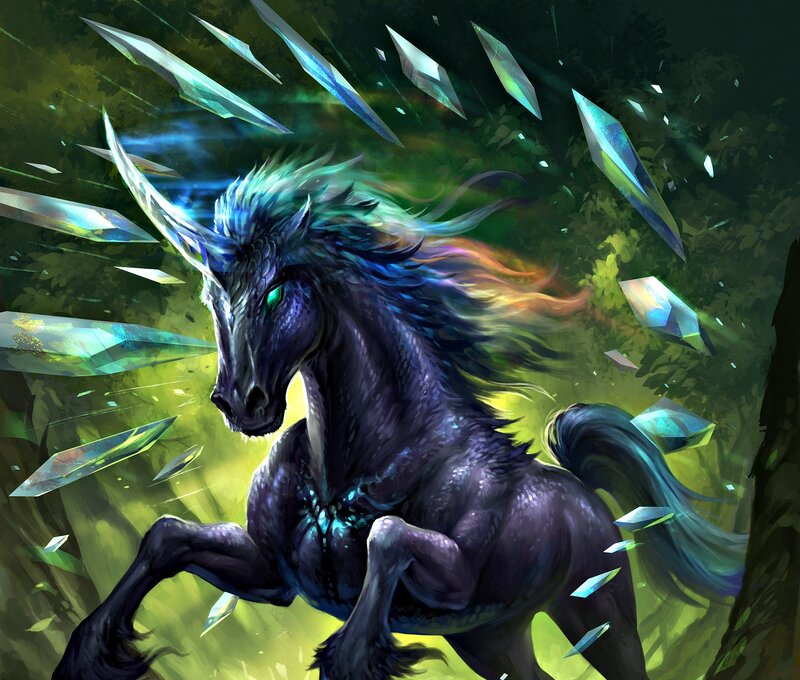 Dark Unicorn in Forest