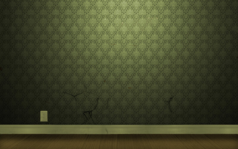 dark wallpapered room