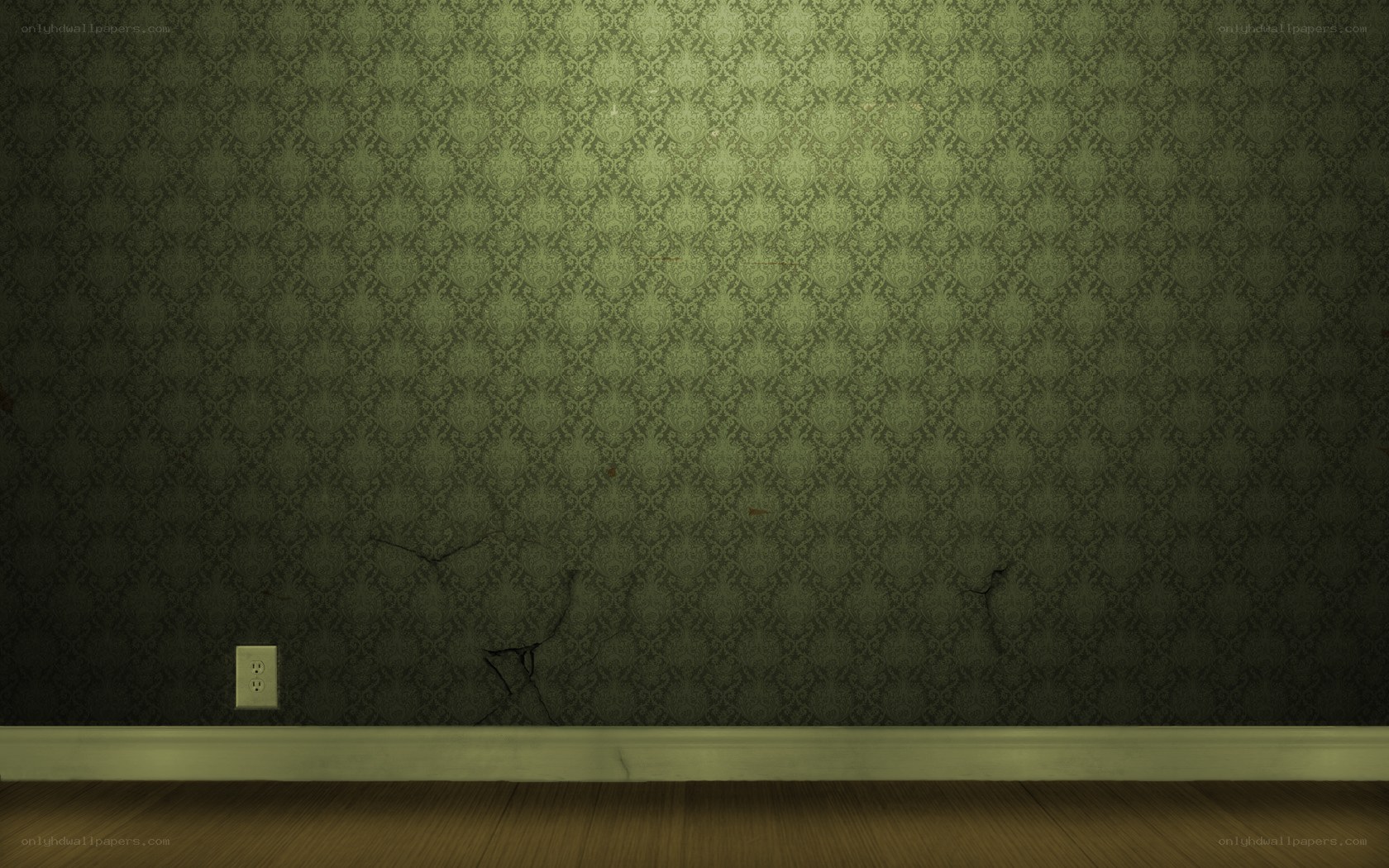 dark wallpapered room