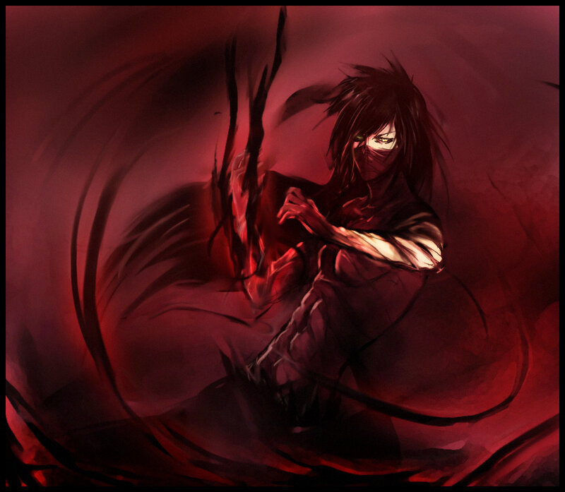 dark warrior in red storm
