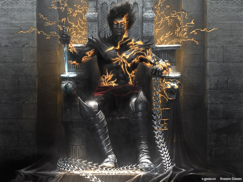 Dark Warrior on Throne — Black