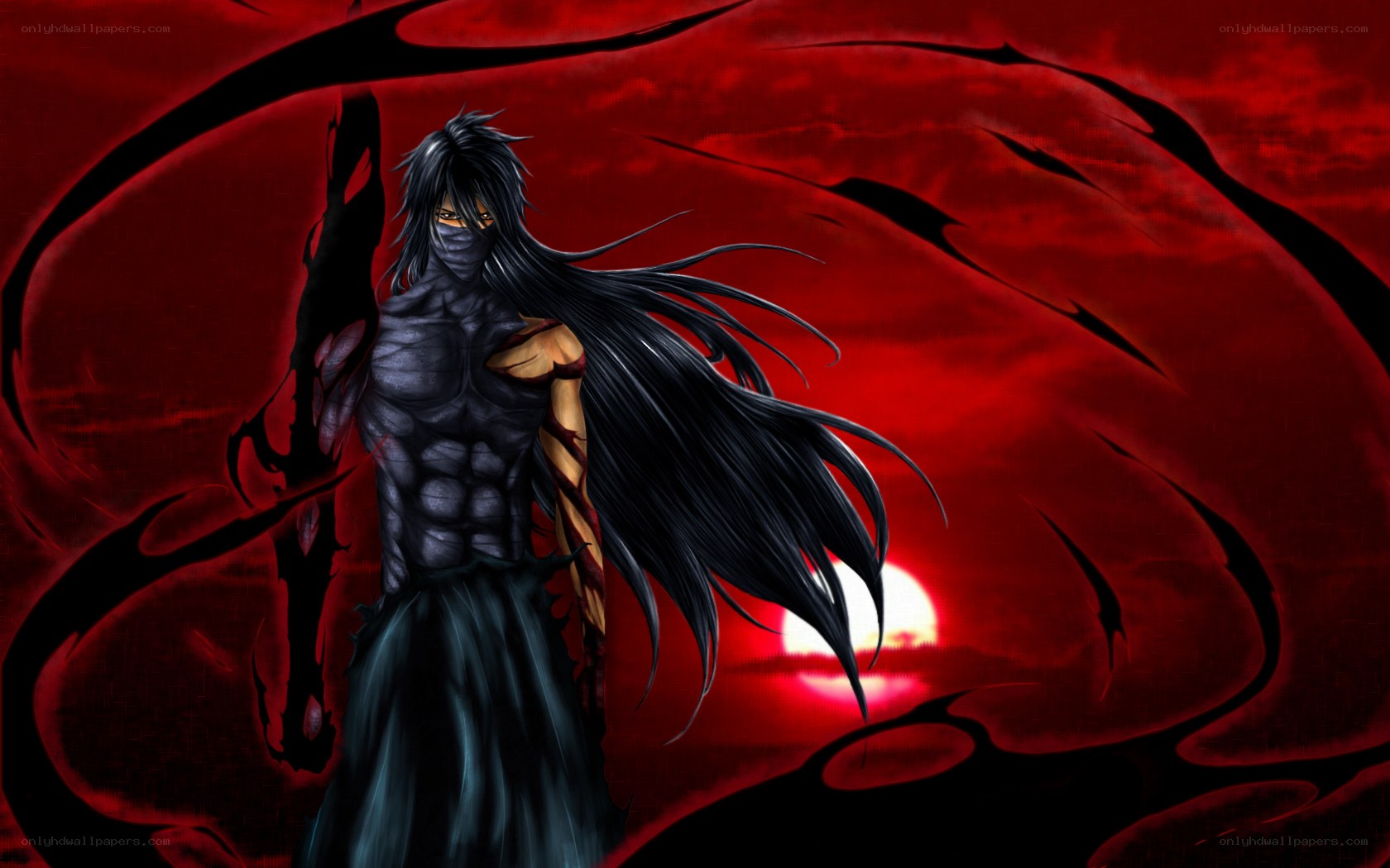 dark warrior with long hair