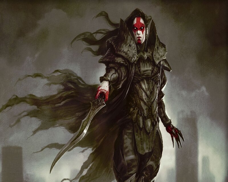 Dark Warrior with Red Face Paint — Gray
