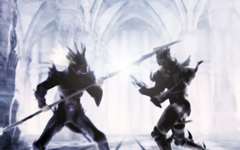 dark warriors clash in mist
