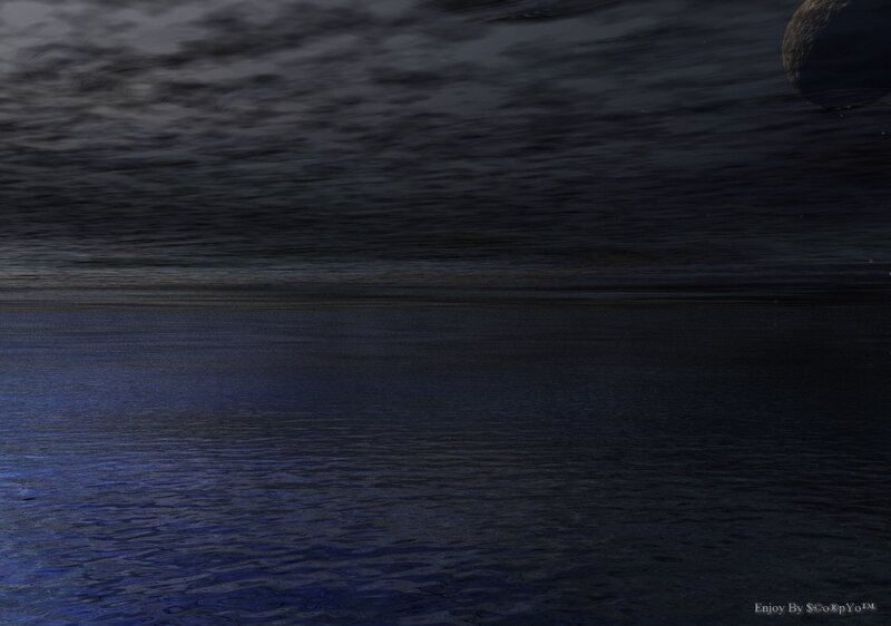 dark water under cloudy sky
