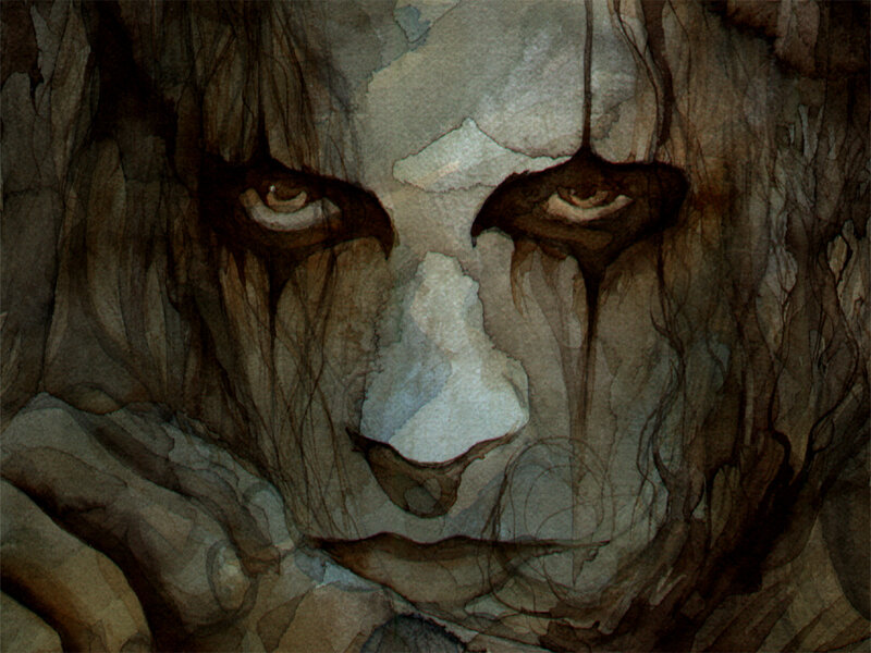 dark watercolor face illustration