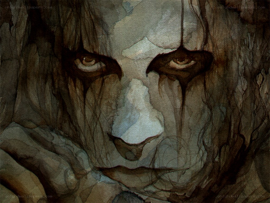 dark watercolor face illustration
