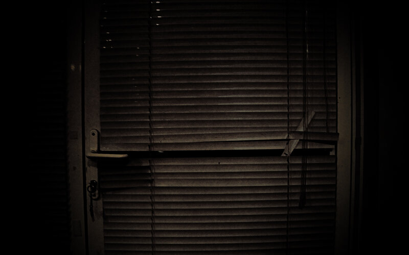 dark window with blinds