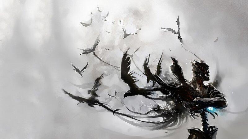Dark Winged Creature — Black, Dramatic, Digital Art, Birds