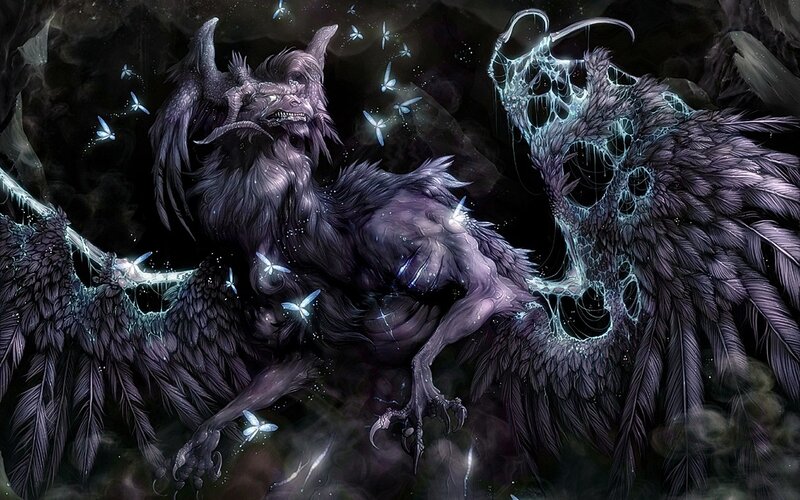 Dark Winged Creature — Black, Dramatic, Night, Digital Art, Butterflies
