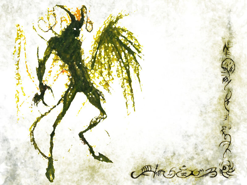 dark winged creature illustration