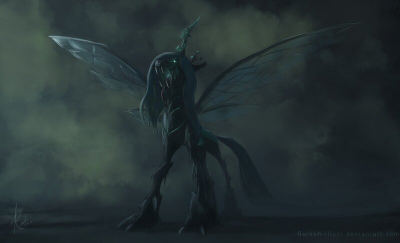 dark winged creature in mist