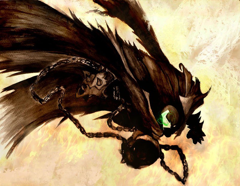 Dark winged creature with glowing eye