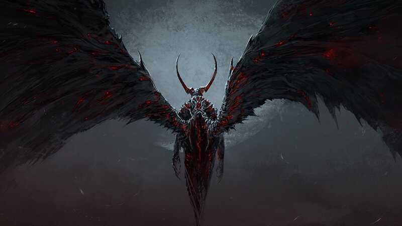 Dark Winged Demon — Black, Dramatic, Night