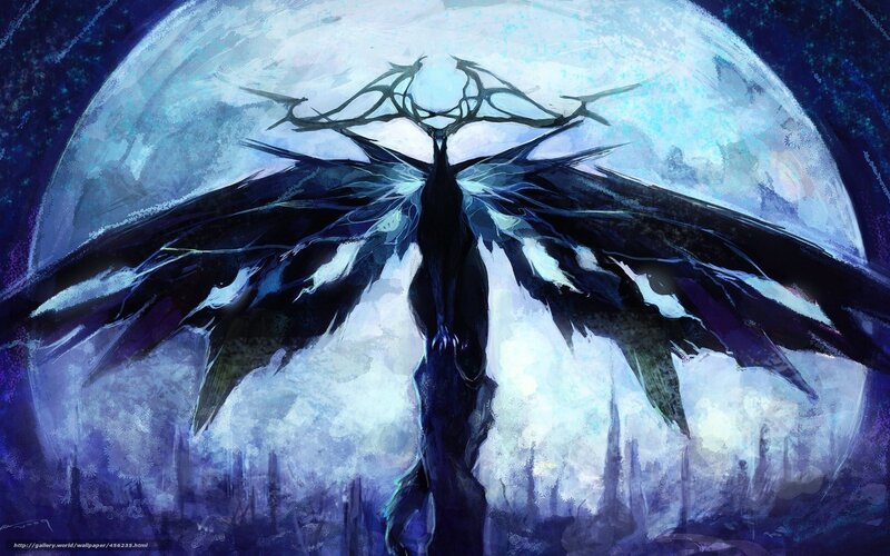 dark winged entity under moon