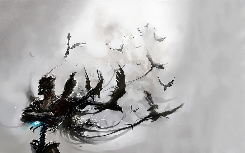Dark Winged Figure — Black