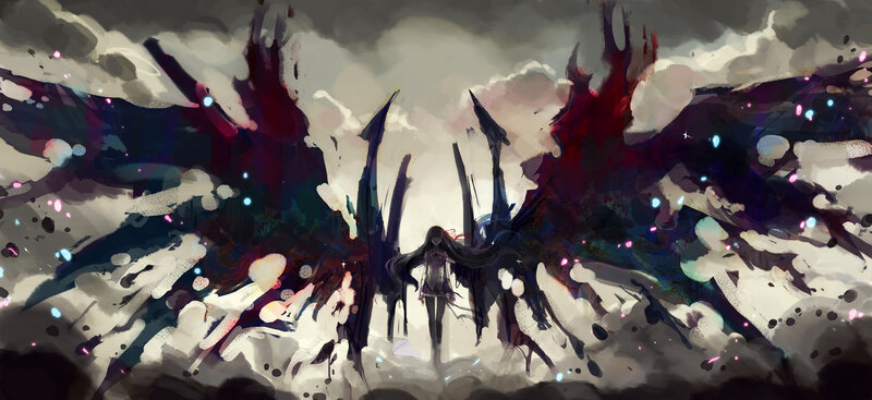 dark wings of a lone figure