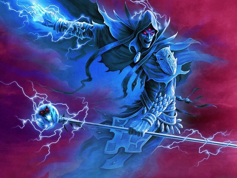 Dark wizard with lightning staff