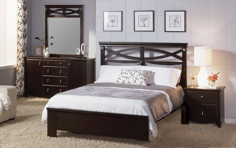Dark Wood Bedroom Set — Brown