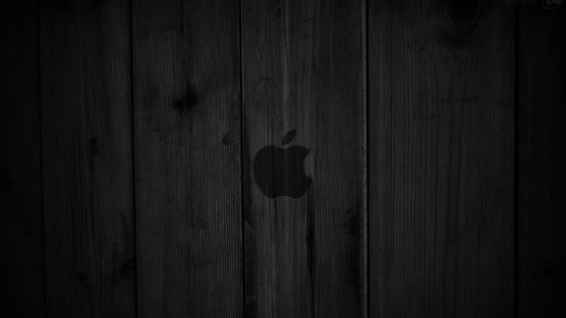 dark wood texture with apple logo