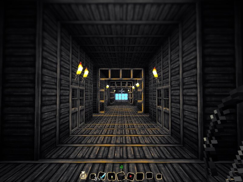 dark wooden corridor in a game