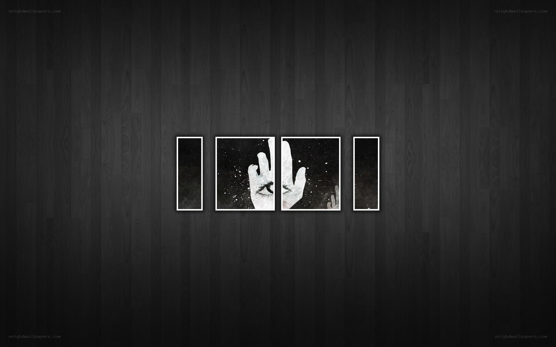 dark wooden wall with framed art