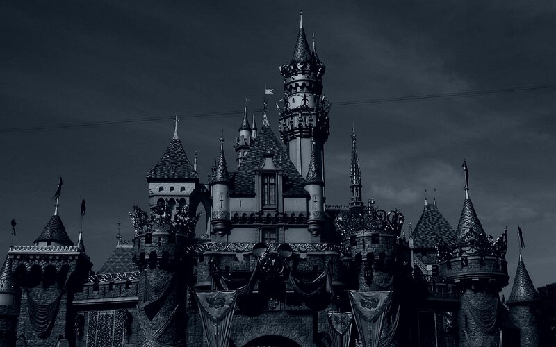 Darkened castle at night