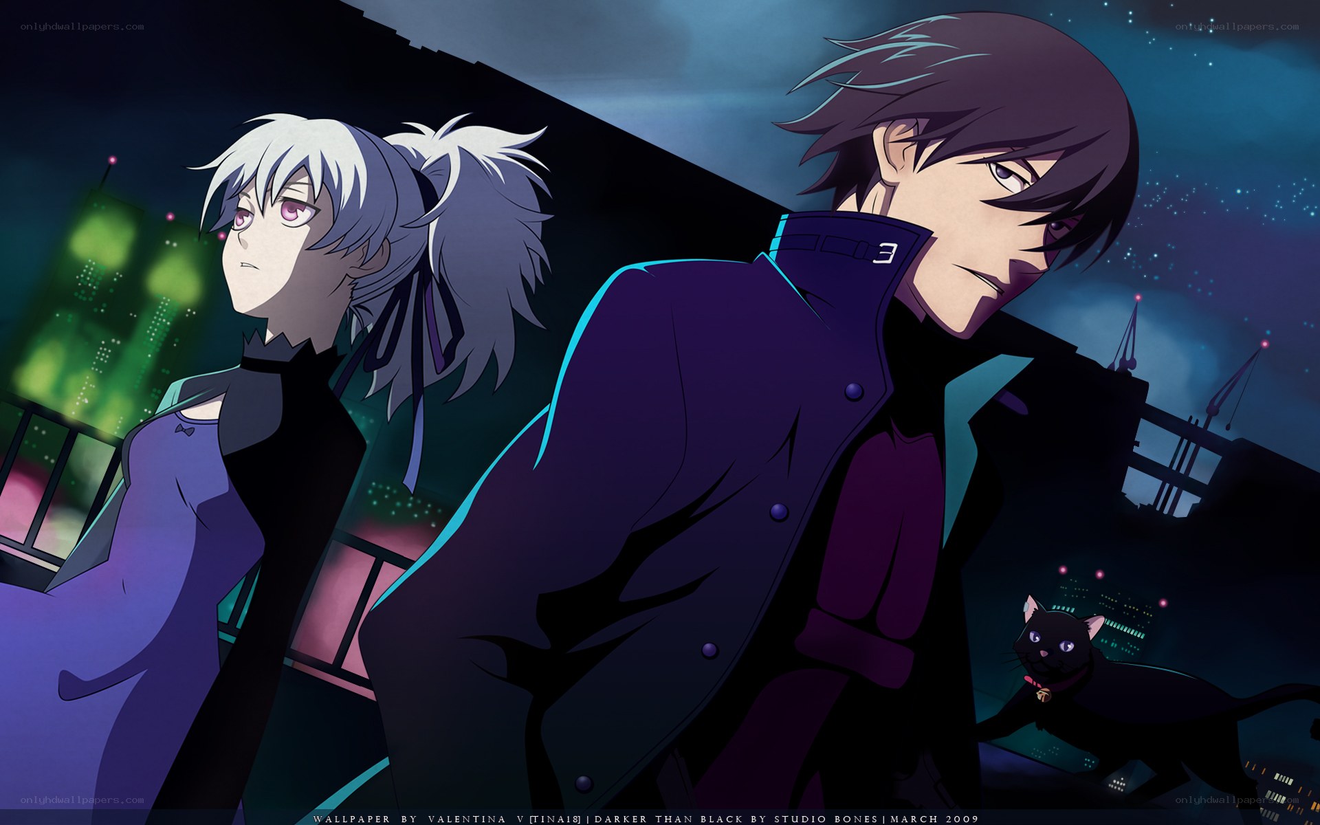 Darker Than Black characters at night