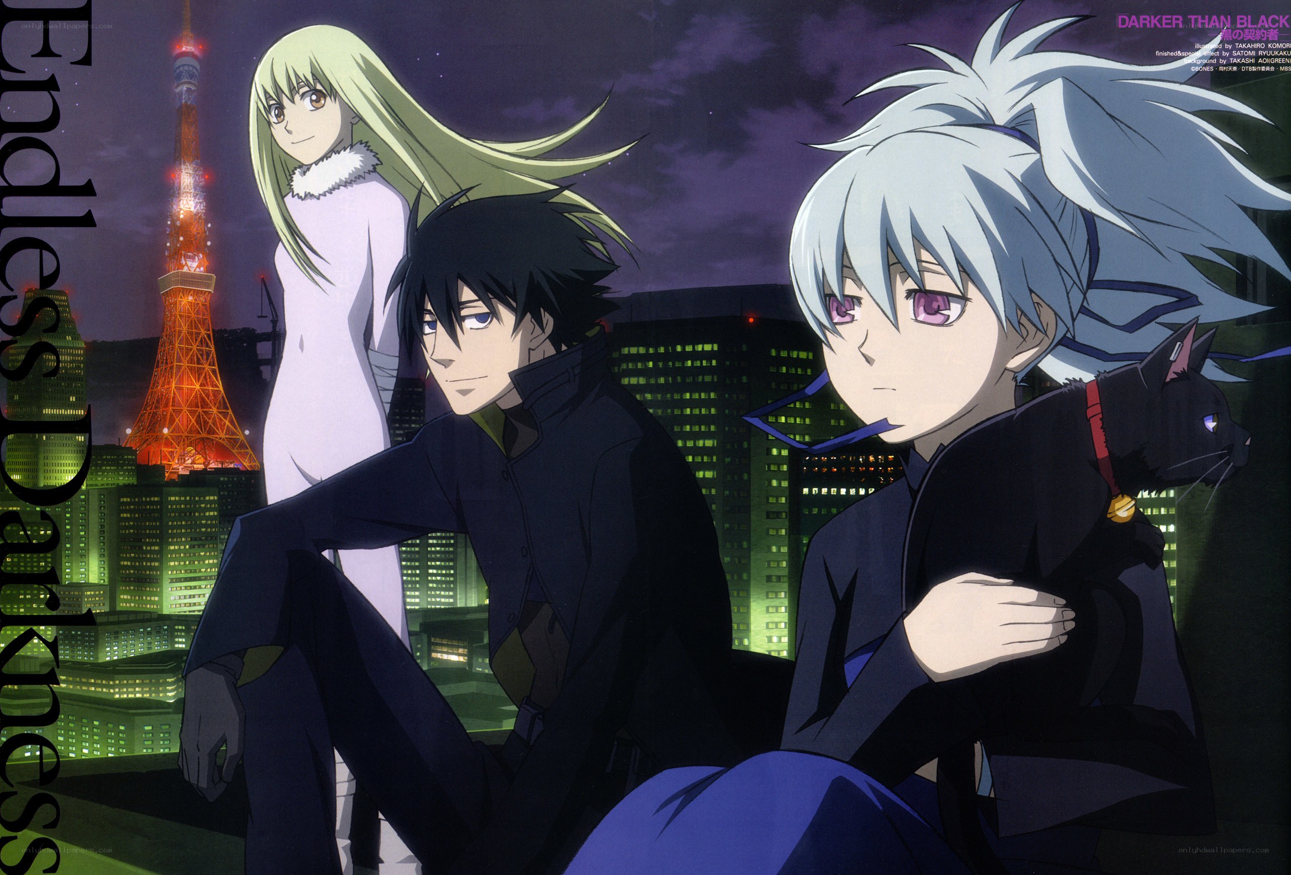 Darker Than Black characters at night
