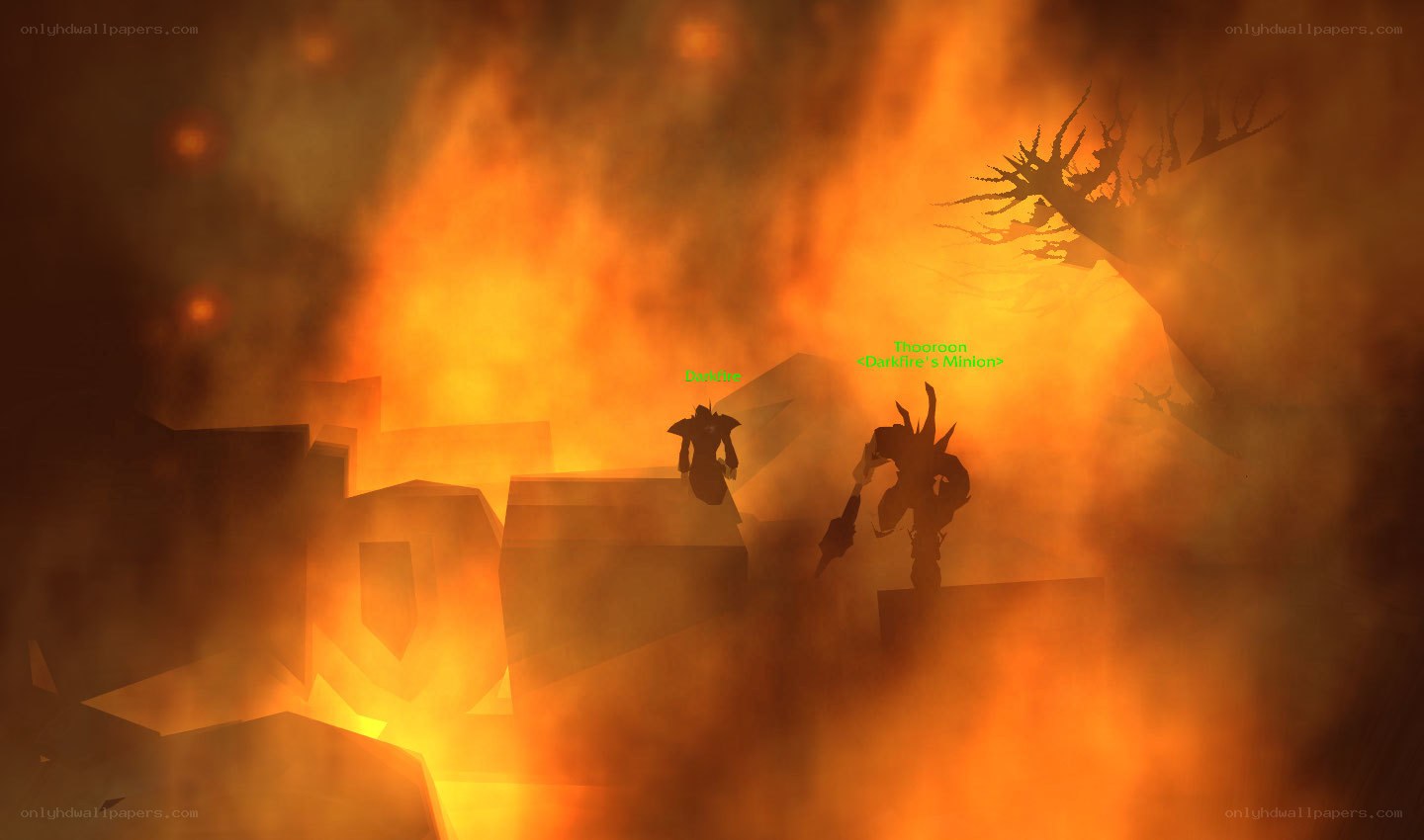 Darkfire and minion in fire